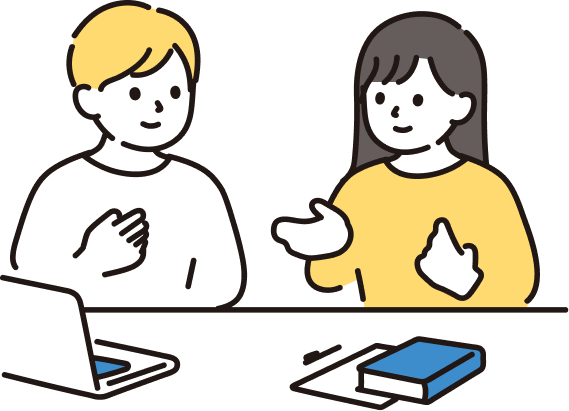 相談する学生のイラスト