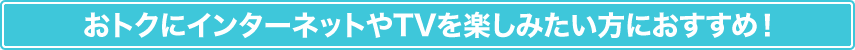 おトクにインターネットやTVを楽しみたい方におすすめ！